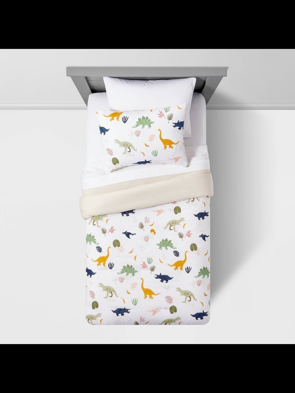 Pillowfort White Comforter with Multicolor Dinosaur Print
